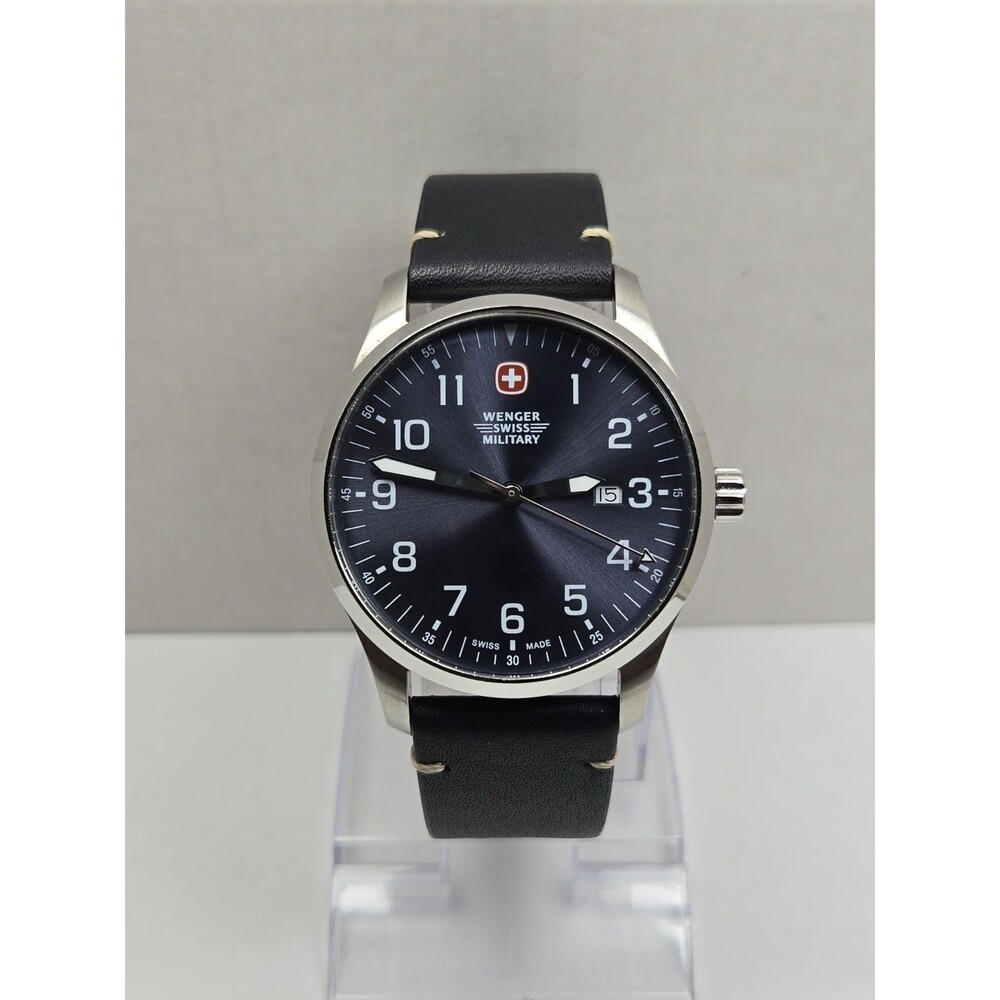 Wenger Terragraph Swiss Military Men 42mm Gray Sapphire Quartz Watch New Battery